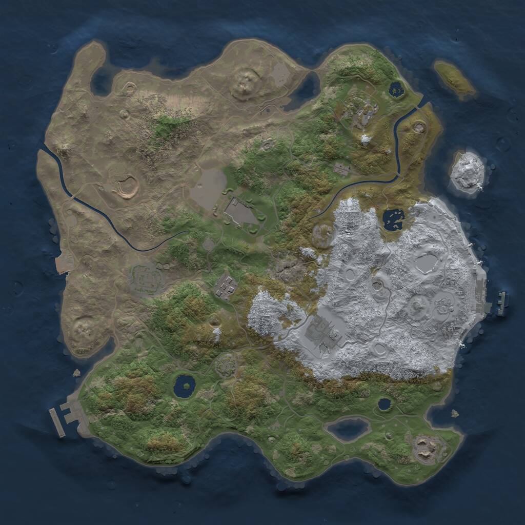 Rust Map: Procedural Map, Size: 3500, Seed: 507927627, 14 Monuments