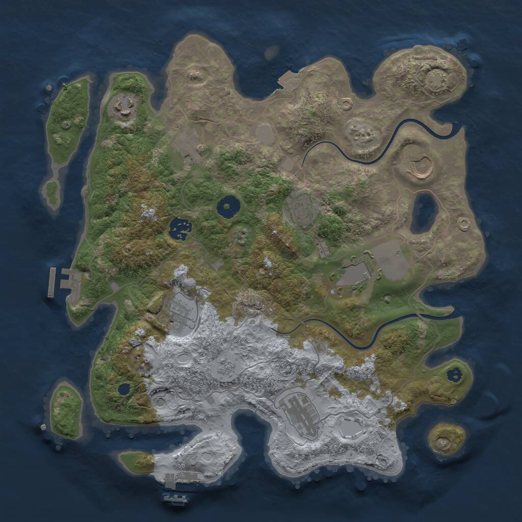 Rust Map: Procedural Map, Size: 3500, Seed: 82701545, 14 Monuments