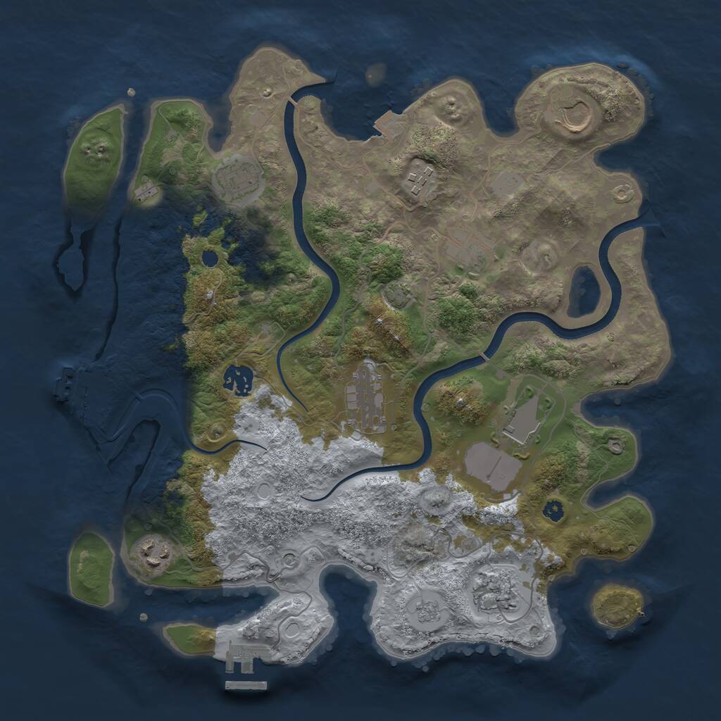 Rust Map: Procedural Map, Size: 3500, Seed: 82701545, 15 Monuments