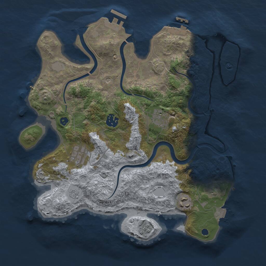 Rust Map: Procedural Map, Size: 3200, Seed: 70332, 11 Monuments