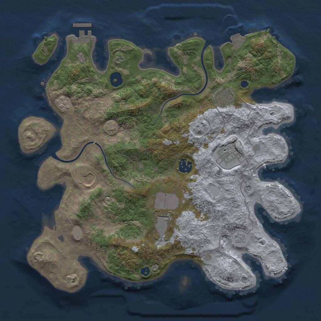 Rust Map: Procedural Map, Size: 3500, Seed: 595, 11 Monuments