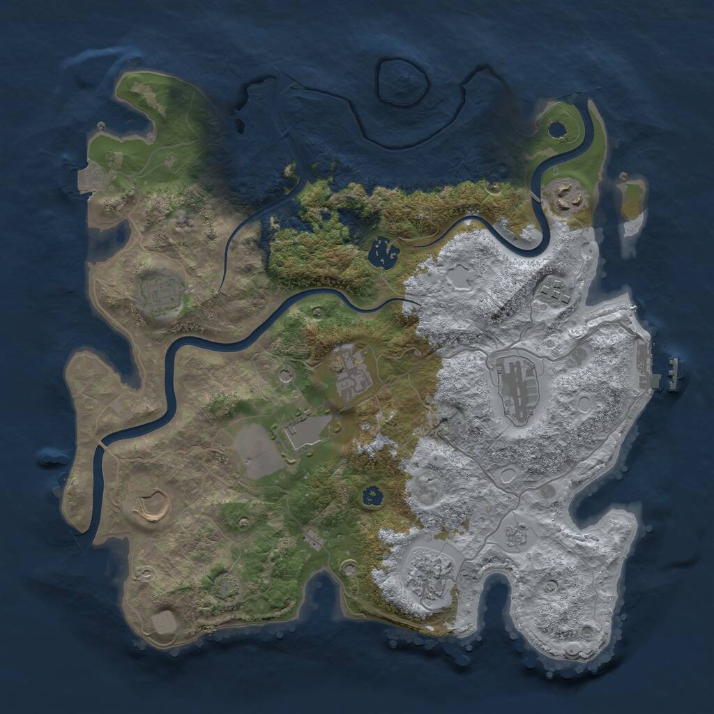 Rust Map: Procedural Map, Size: 3500, Seed: 13557, 14 Monuments