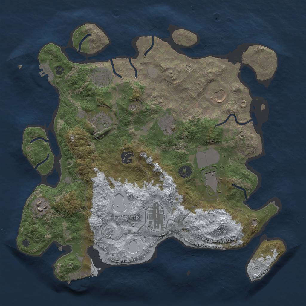 Rust Map: Procedural Map, Size: 3500, Seed: 572210636, 17 Monuments