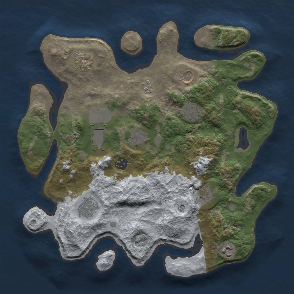 Rust Map: Barren, Size: 3500, Seed: 1631881052, 13 Monuments