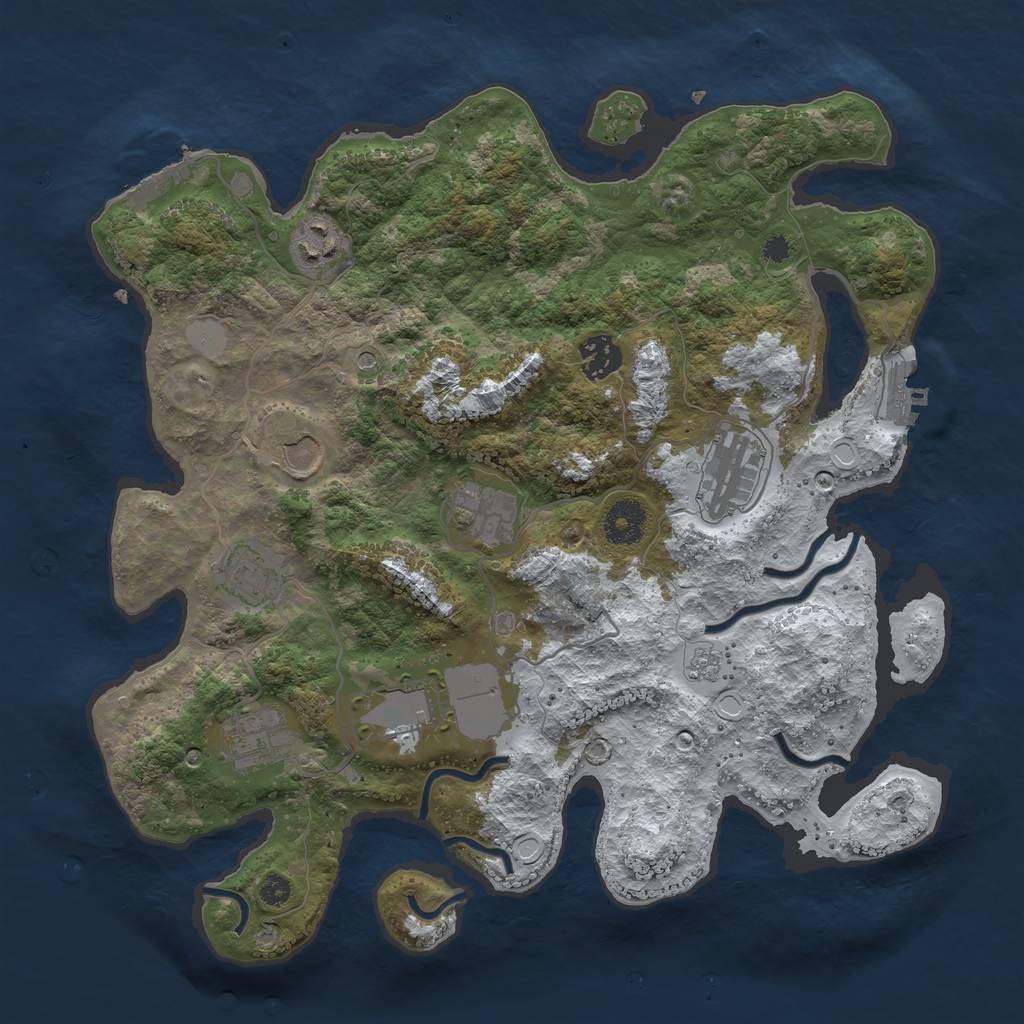 Rust Map: Procedural Map, Size: 3500, Seed: 113636697, 17 Monuments