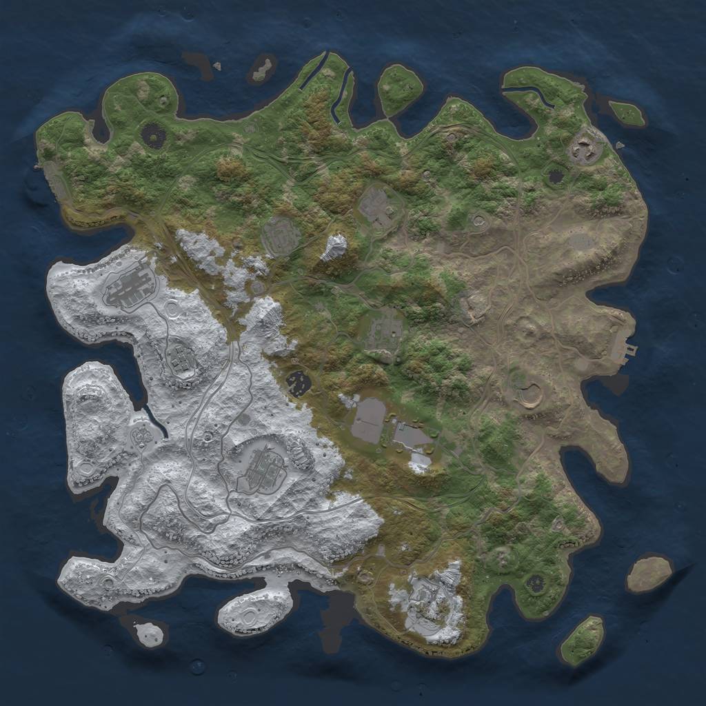 Rust Map: Procedural Map, Size: 4250, Seed: 1885837016, 20 Monuments