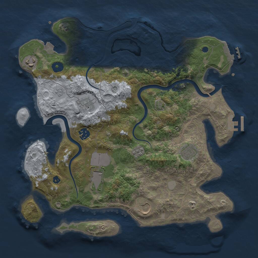 Rust Map: Procedural Map, Size: 3500, Seed: 1465613496, 13 Monuments