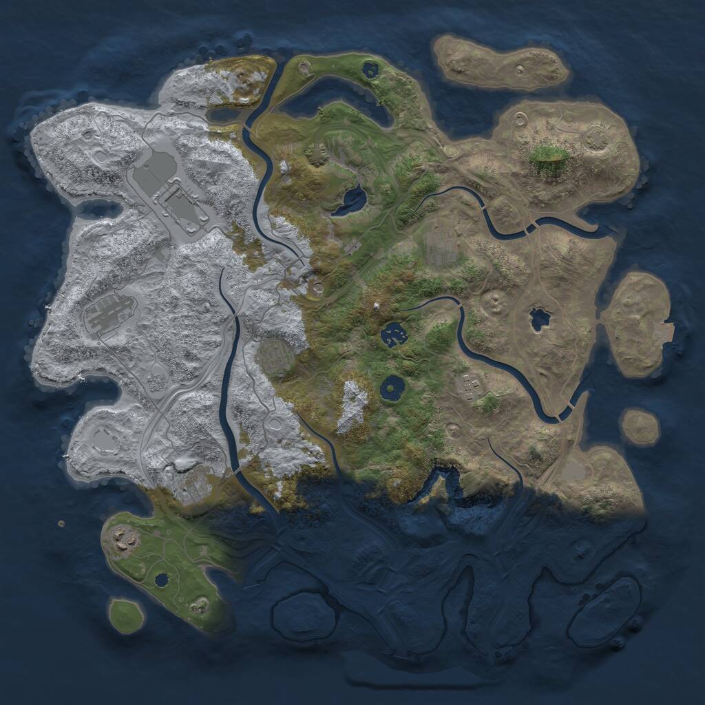 Rust Map: Procedural Map, Size: 4250, Seed: 9758944, 12 Monuments