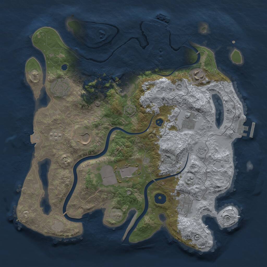 Rust Map: Procedural Map, Size: 3500, Seed: 2104523808, 14 Monuments