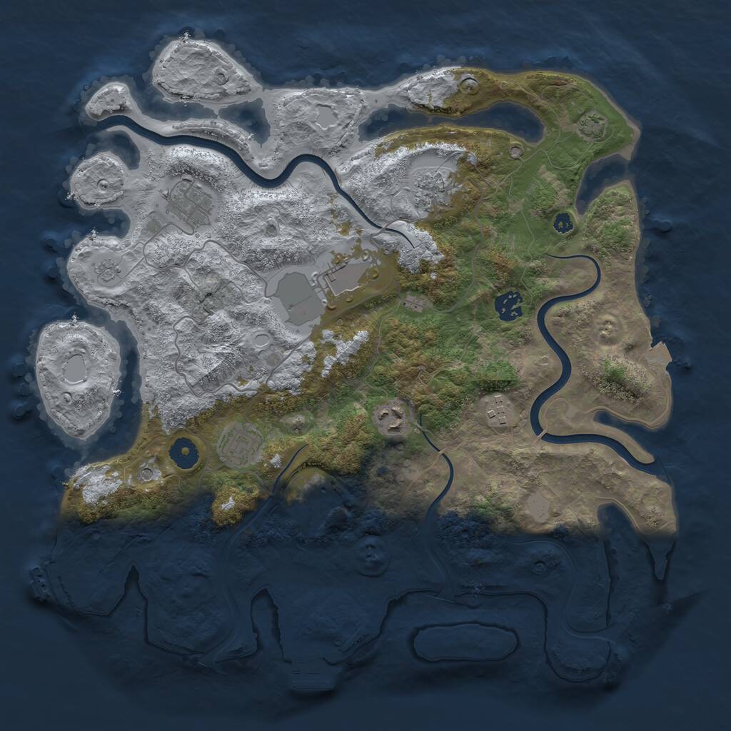 Rust Map: Procedural Map, Size: 3750, Seed: 21142876, 14 Monuments