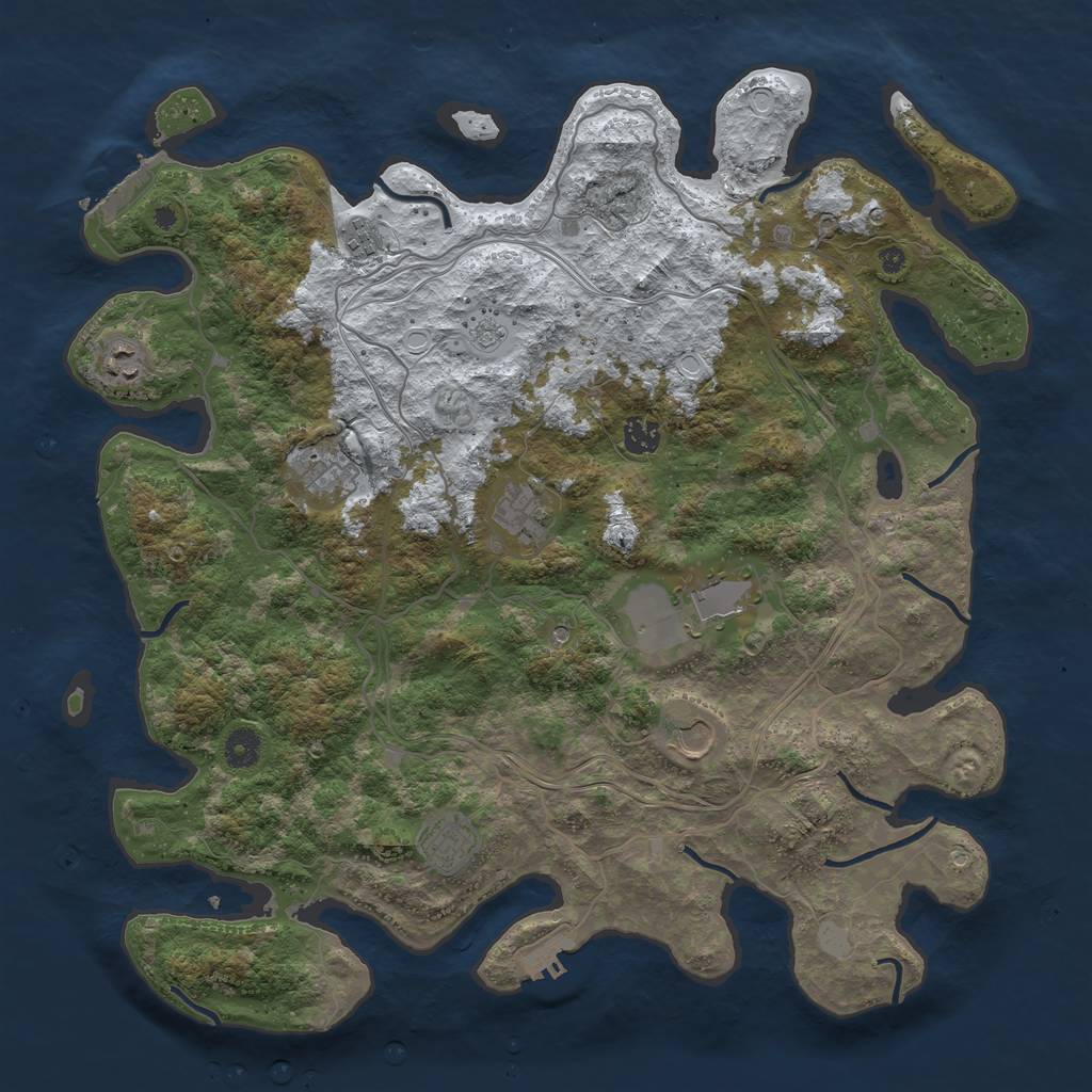 Rust Map: Procedural Map, Size: 4250, Seed: 2076132, 17 Monuments
