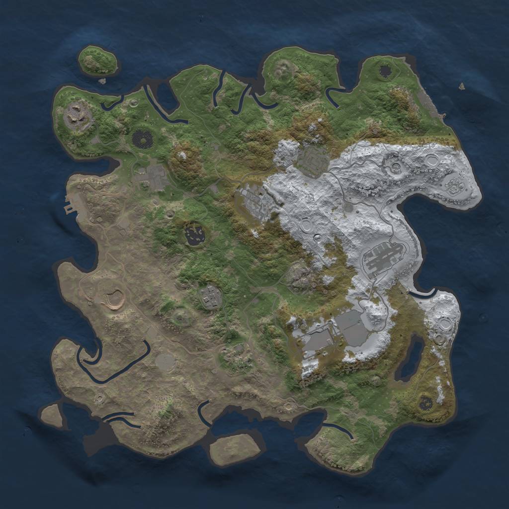 Rust Map: Procedural Map, Size: 3750, Seed: 1001957804, 19 Monuments