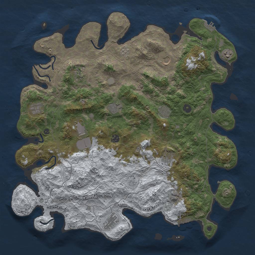 Rust Map: Procedural Map, Size: 4500, Seed: 1260307511, 20 Monuments