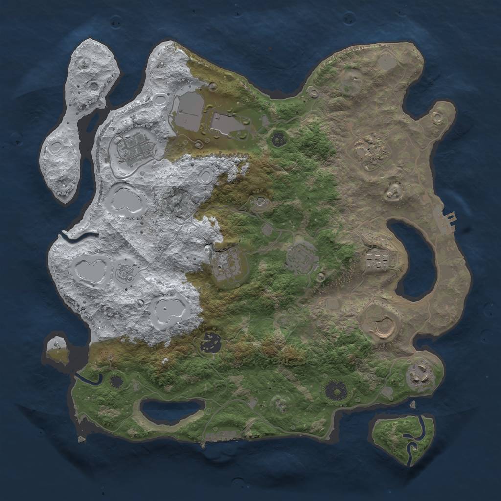 Rust Map: Procedural Map, Size: 3500, Seed: 665132234, 18 Monuments