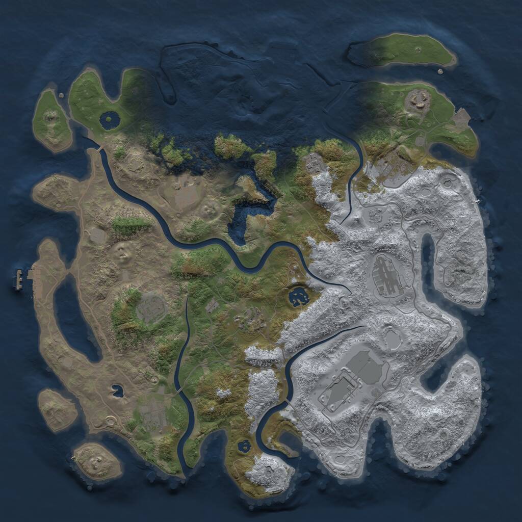Rust Map: Procedural Map, Size: 4050, Seed: 381319213, 16 Monuments