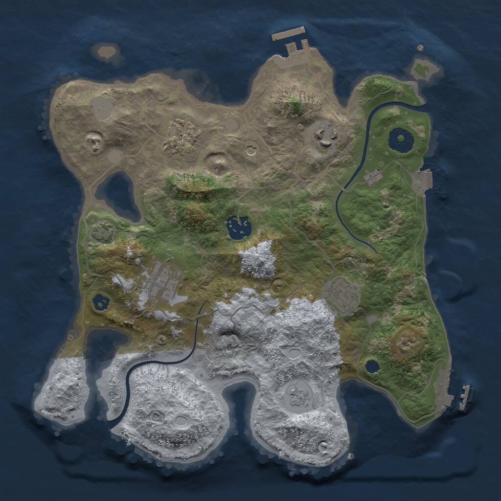 Rust Map: Procedural Map, Size: 3000, Seed: 3824, 11 Monuments