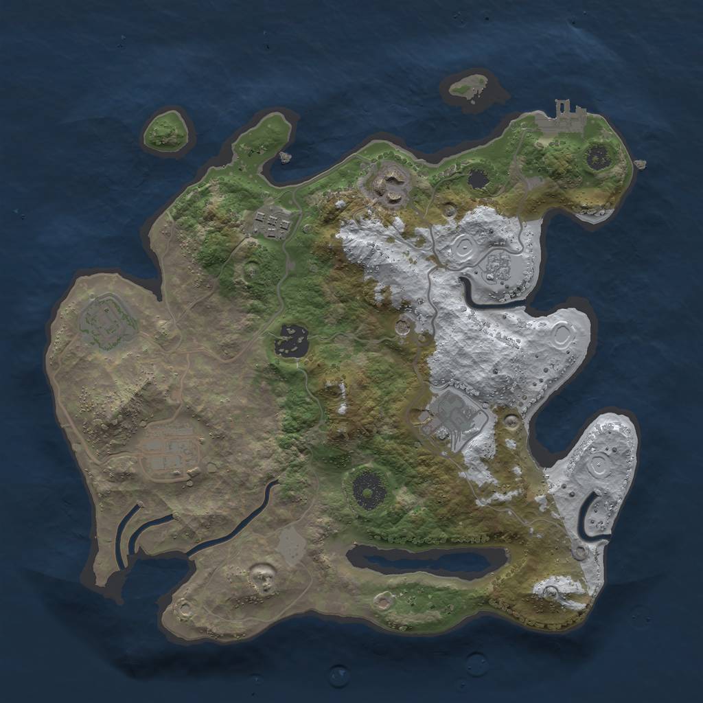 Rust Map: Procedural Map, Size: 3000, Seed: 1719665431, 14 Monuments