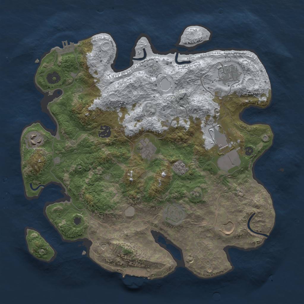 Rust Map: Procedural Map, Size: 3500, Seed: 2142376831, 17 Monuments
