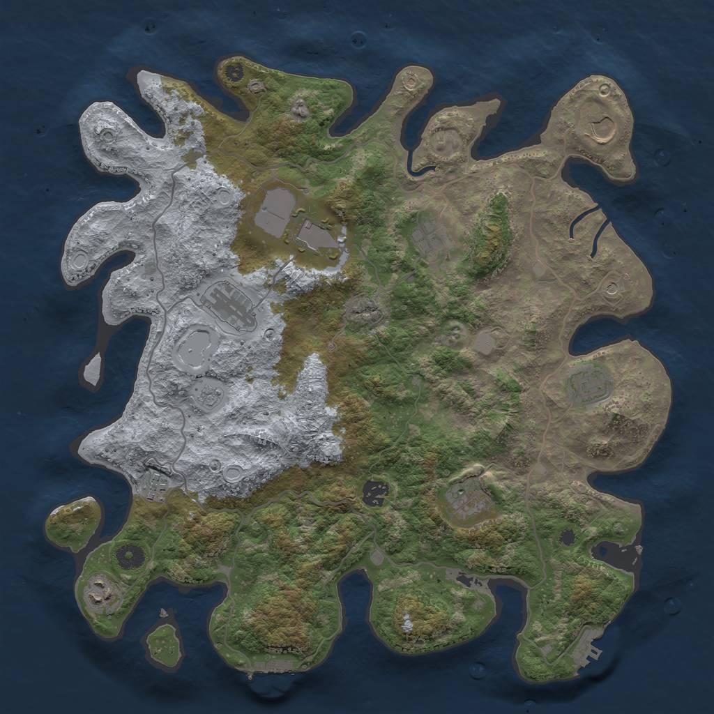 Rust Map: Procedural Map, Size: 4000, Seed: 200, 18 Monuments