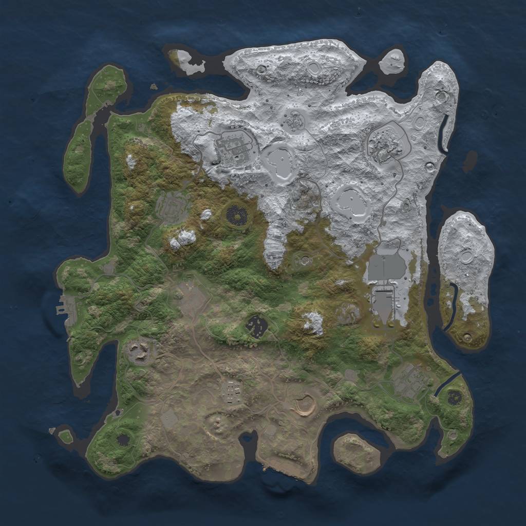 Rust Map: Procedural Map, Size: 3700, Seed: 364133854, 19 Monuments