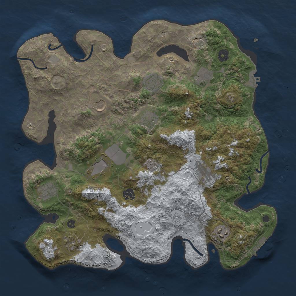 Rust Map: Procedural Map, Size: 3700, Seed: 1709521097, 20 Monuments