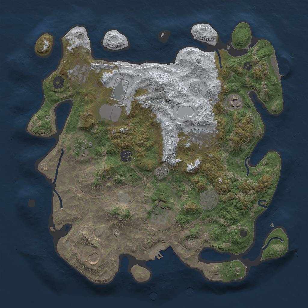 Rust Map: Procedural Map, Size: 3750, Seed: 1610218616, 19 Monuments