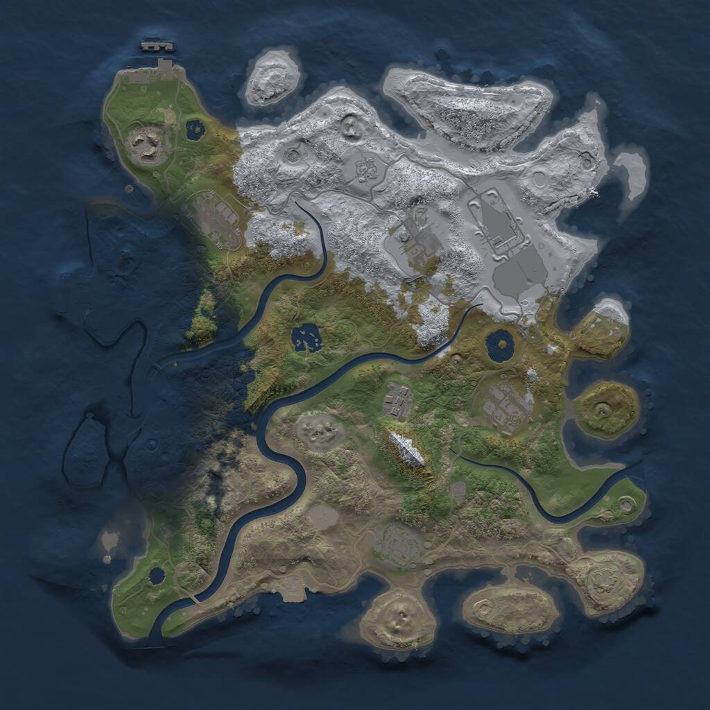 Rust Map: Procedural Map, Size: 3500, Seed: 901626635, 14 Monuments