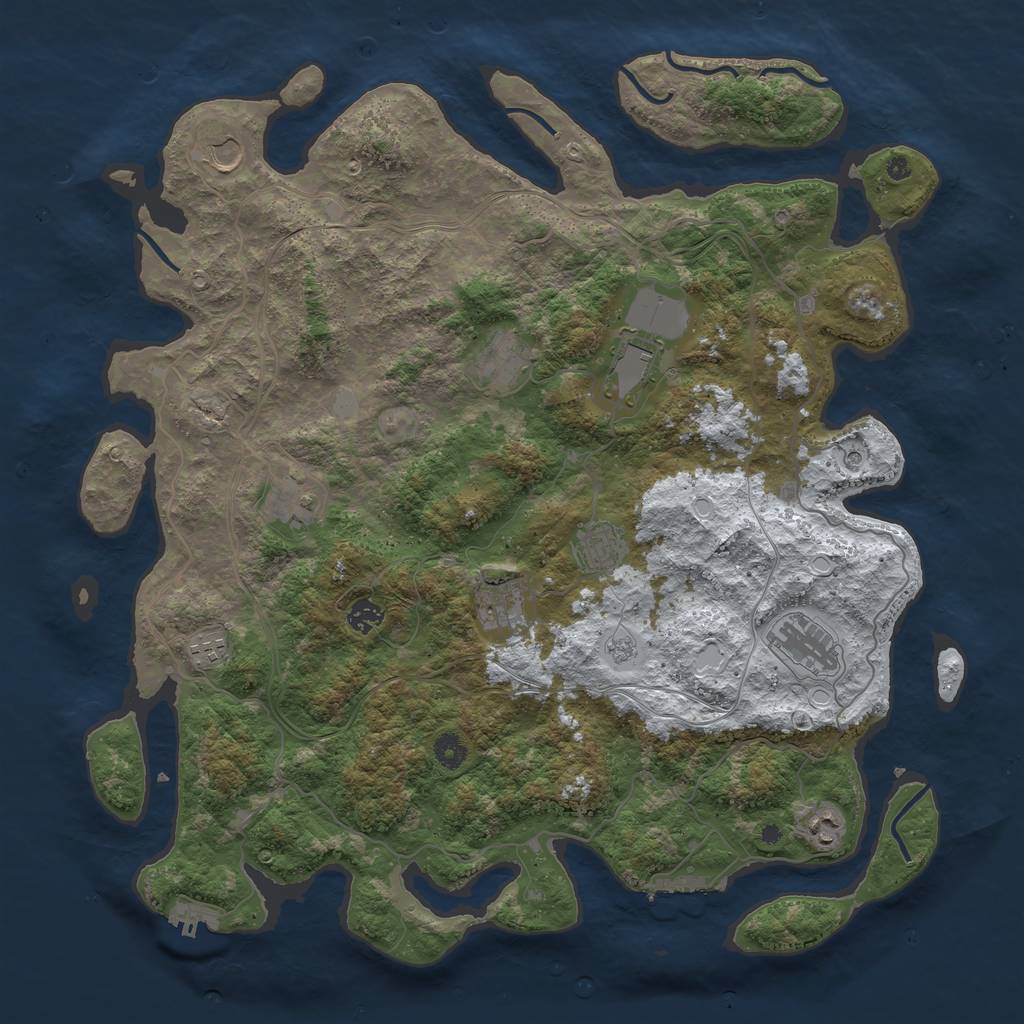 Rust Map: Procedural Map, Size: 4500, Seed: 738241791, 19 Monuments