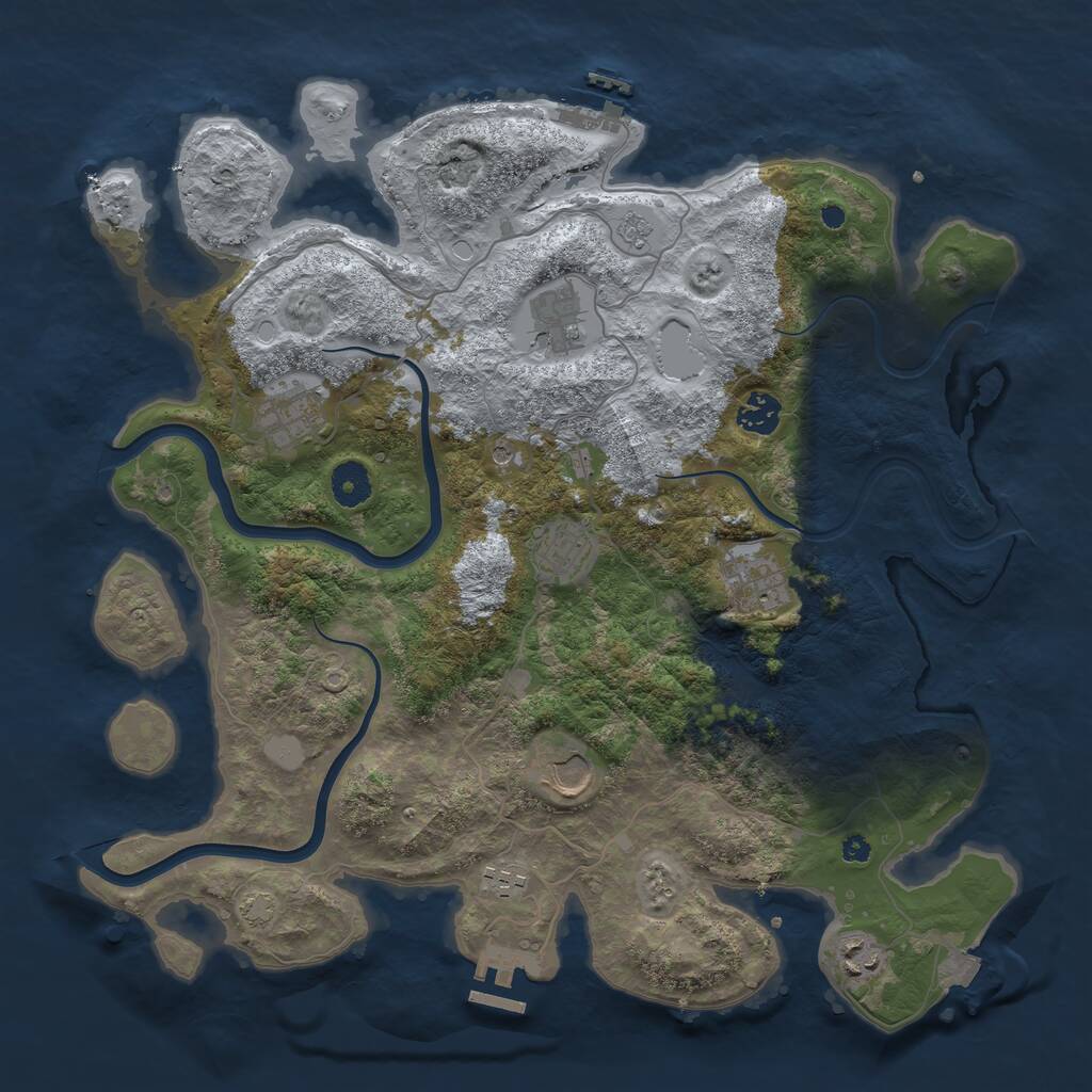 Rust Map: Procedural Map, Size: 3850, Seed: 43557357, 14 Monuments