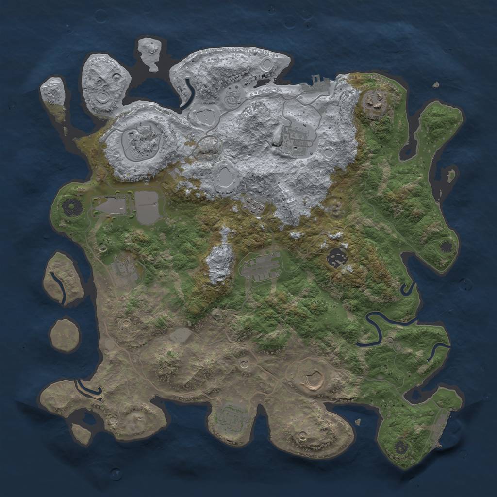 Rust Map: Procedural Map, Size: 3850, Seed: 43557357, 19 Monuments