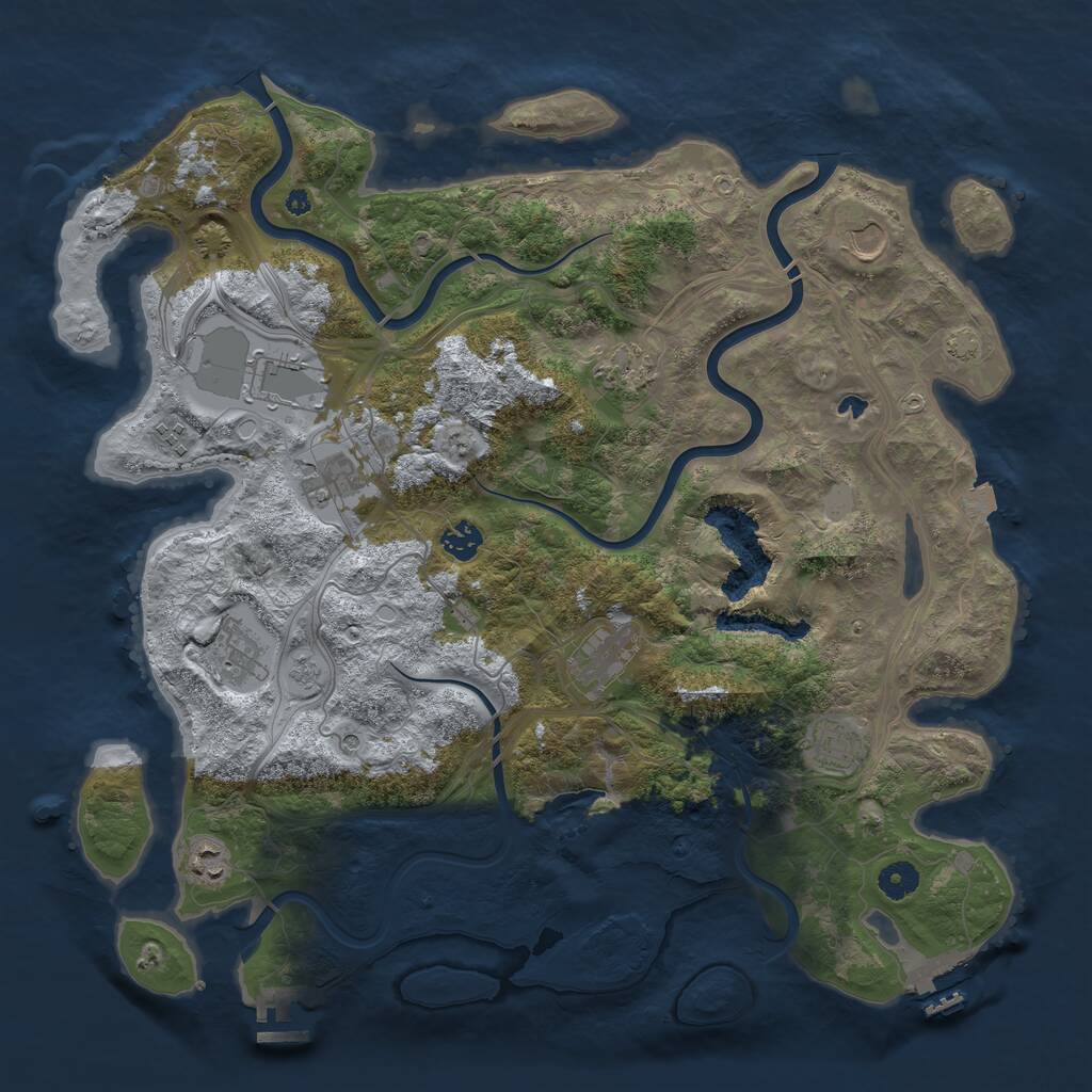 Rust Map: Procedural Map, Size: 4250, Seed: 2093546180, 16 Monuments