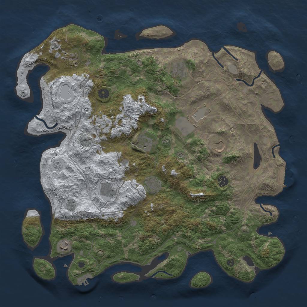Rust Map: Procedural Map, Size: 4250, Seed: 2093546180, 19 Monuments