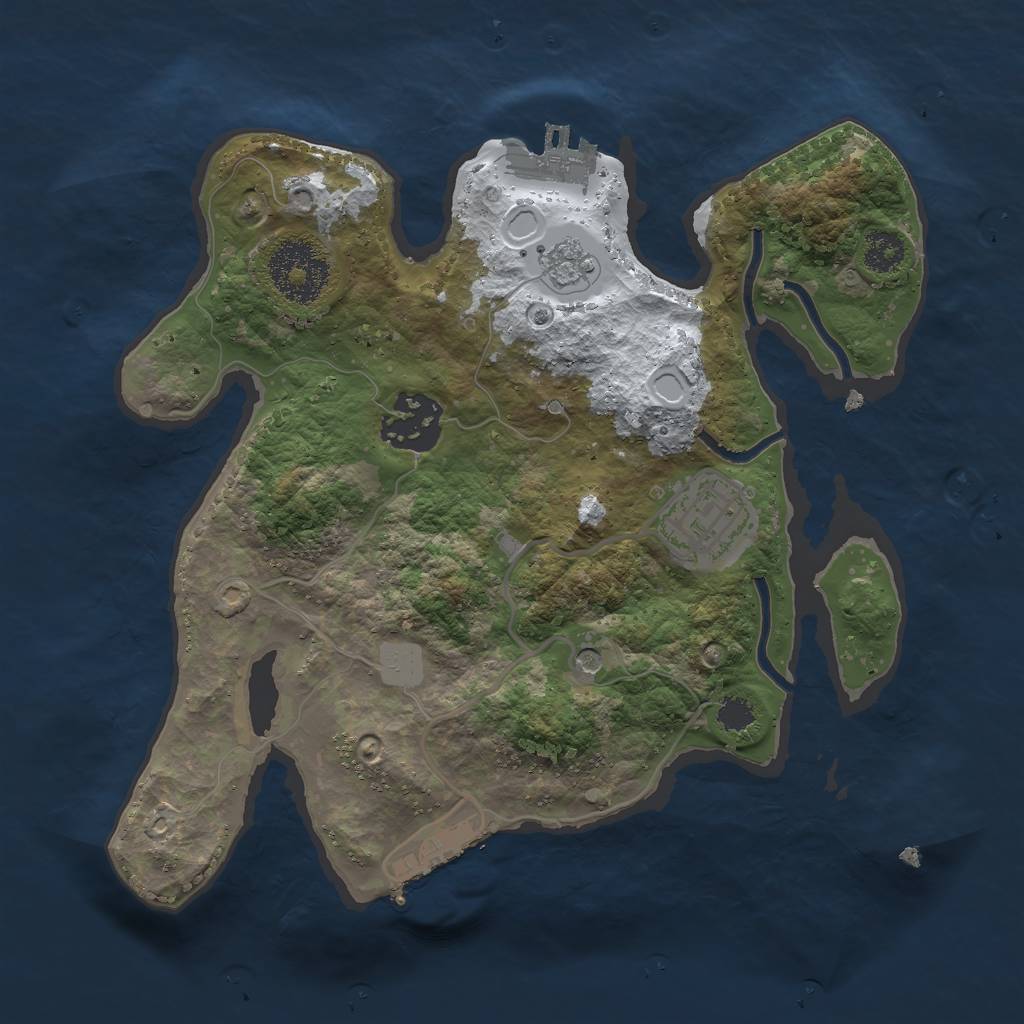 Rust Map: Procedural Map, Size: 2500, Seed: 123123123, 11 Monuments