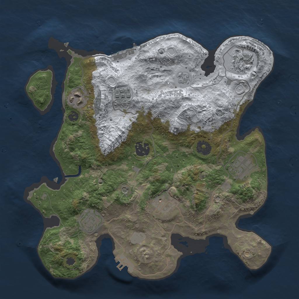 Rust Map: Procedural Map, Size: 3000, Seed: 1044202913, 16 Monuments