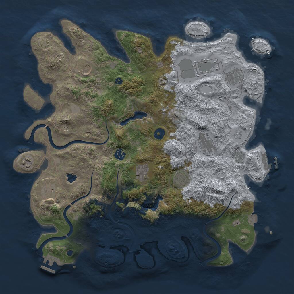 Rust Map: Procedural Map, Size: 4000, Seed: 2606, 16 Monuments