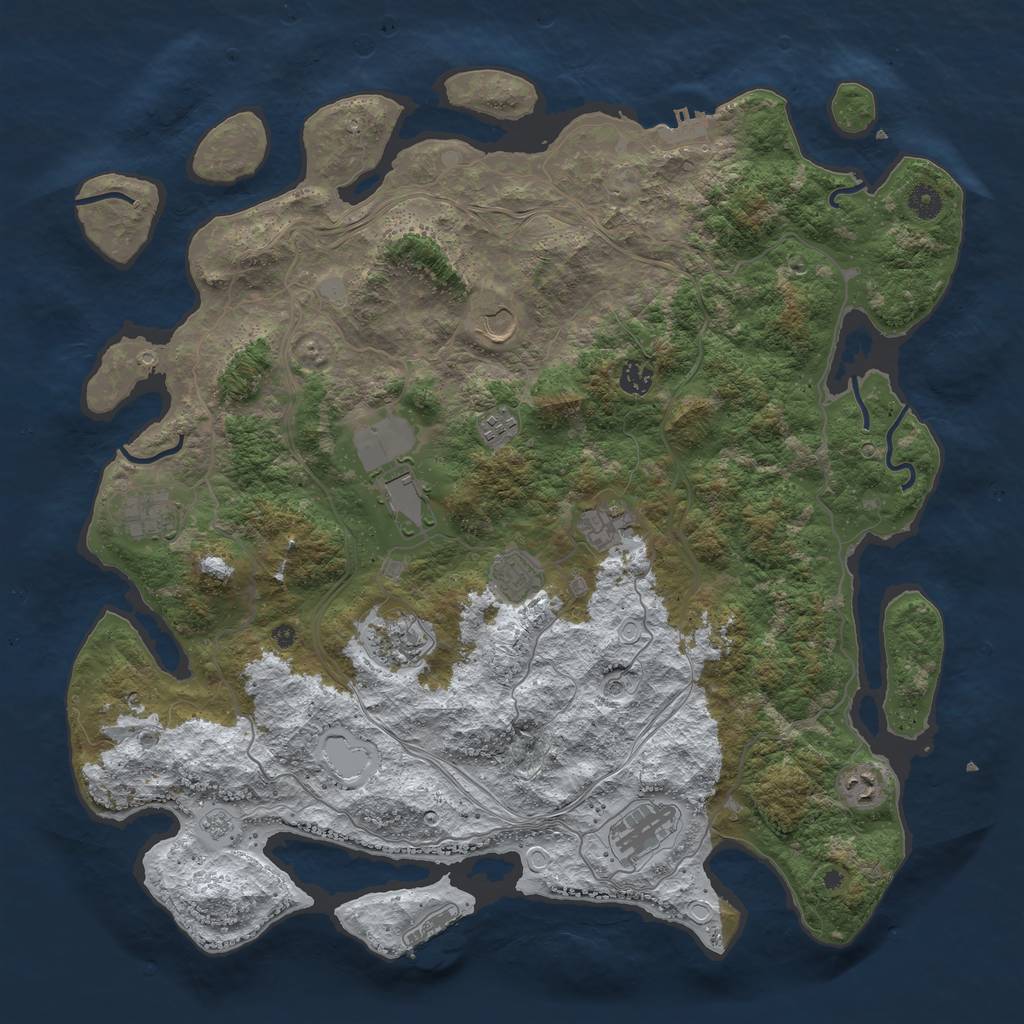 Rust Map: Procedural Map, Size: 4500, Seed: 1250112864, 19 Monuments