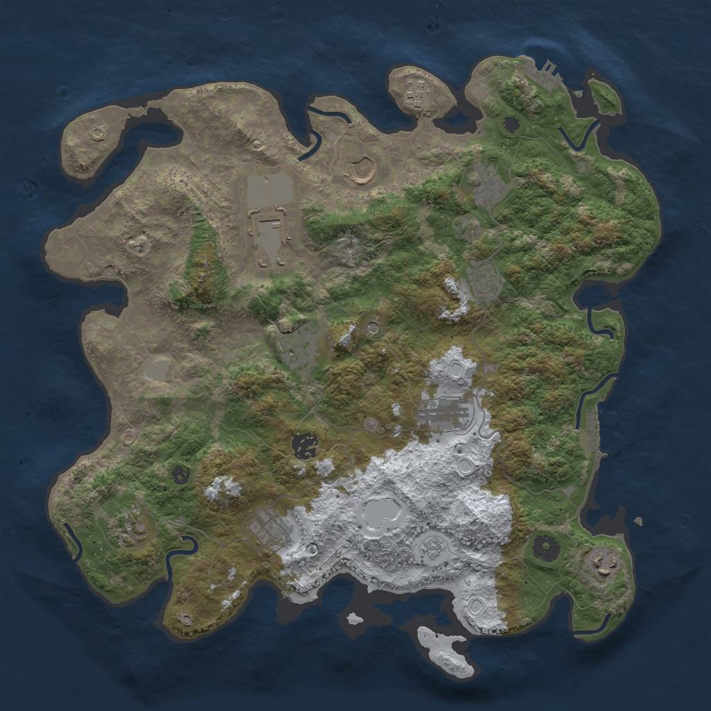 Rust Map: Procedural Map, Size: 3950, Seed: 361708607, 20 Monuments