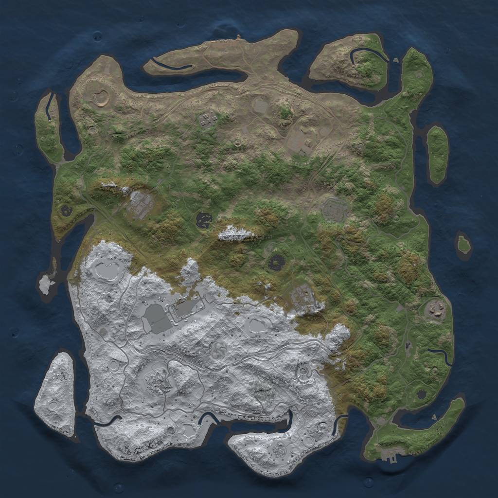 Rust Map: Procedural Map, Size: 4500, Seed: 310641763, 19 Monuments