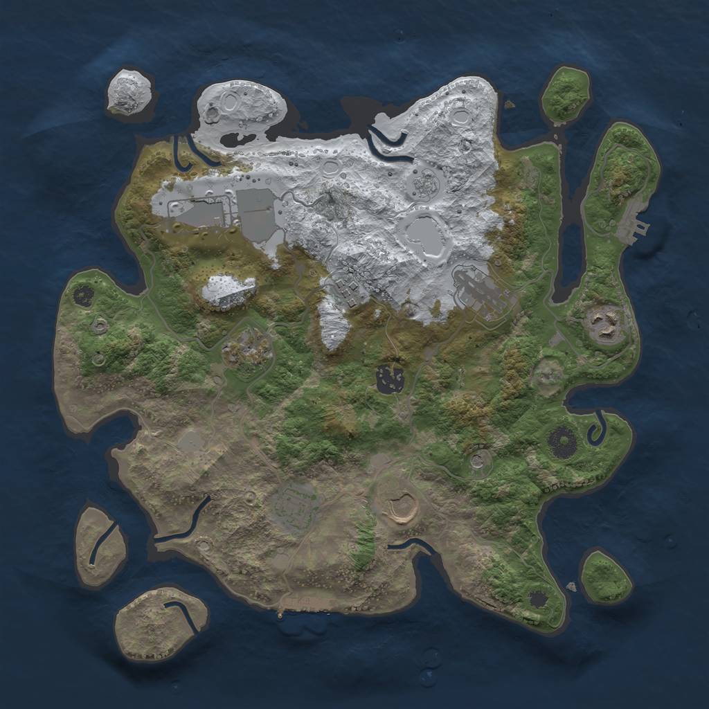 Rust Map: Procedural Map, Size: 3500, Seed: 419921134, 17 Monuments