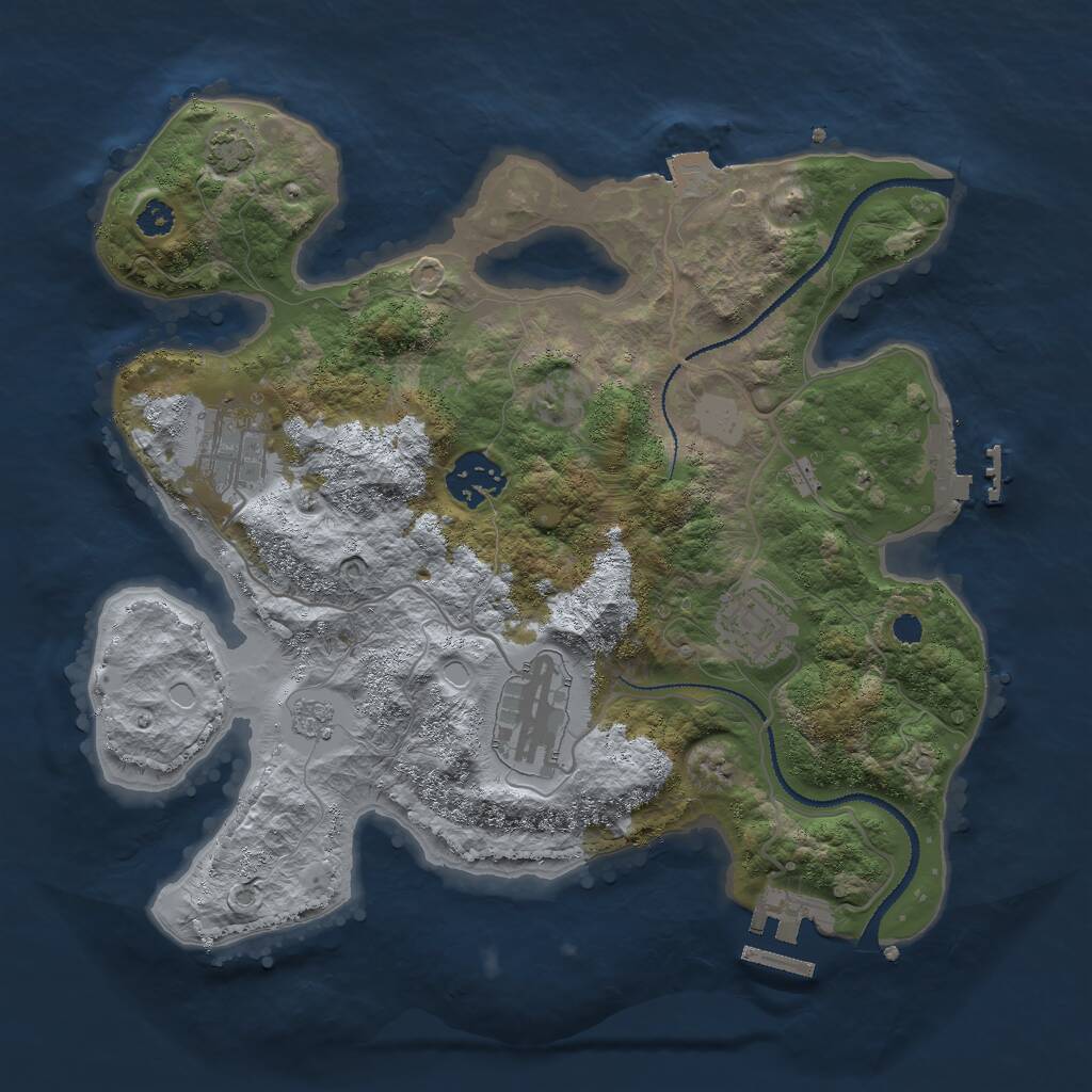 Rust Map: Procedural Map, Size: 3000, Seed: 1809523359, 9 Monuments