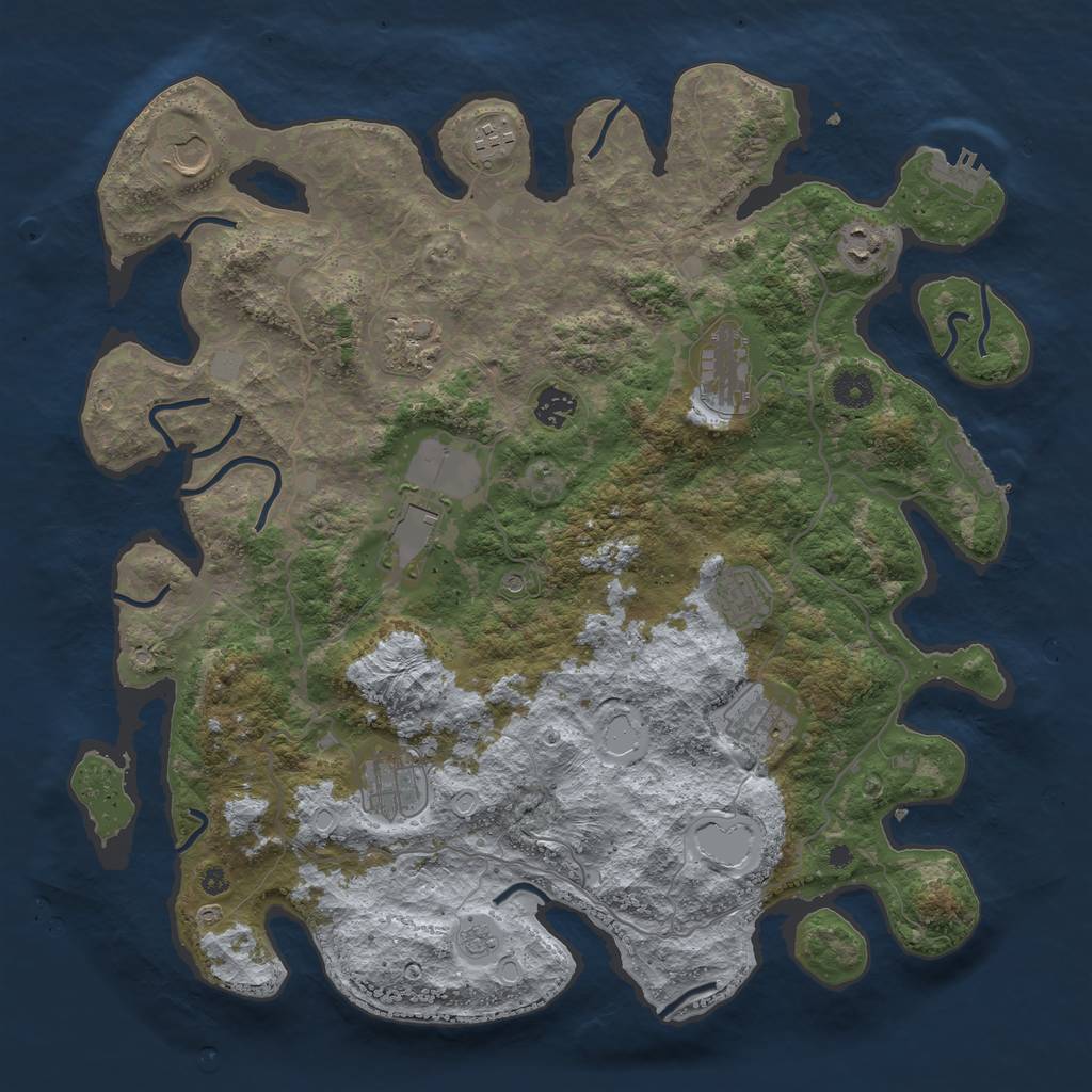 Rust Map: Procedural Map, Size: 4100, Seed: 23762, 19 Monuments