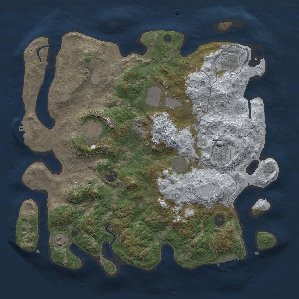 Rust Map: Procedural Map, Size: 4000, Seed: 2024526405, 17 Monuments