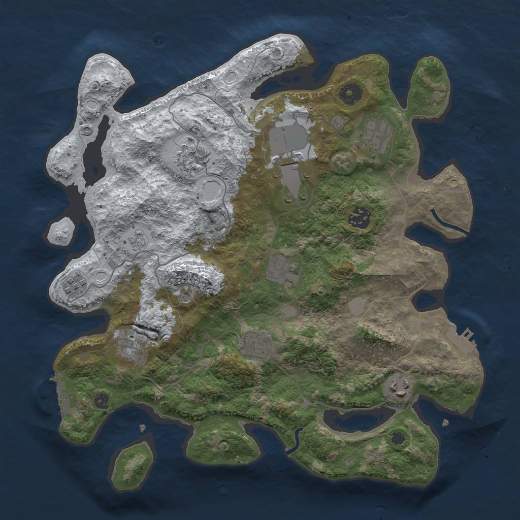Rust Map: Procedural Map, Size: 3500, Seed: 1513075094, 18 Monuments
