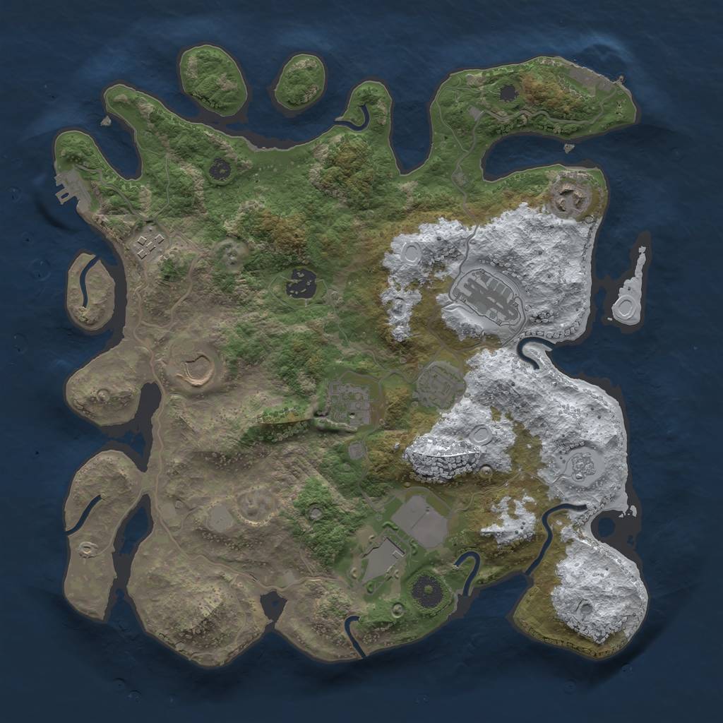 Rust Map: Procedural Map, Size: 3500, Seed: 795924631, 16 Monuments