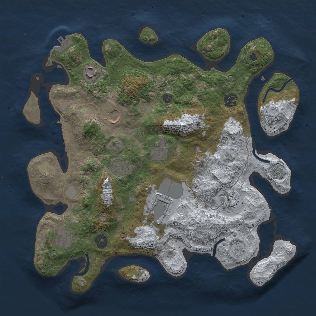 Rust Map: Procedural Map, Size: 3500, Seed: 24036391, 18 Monuments