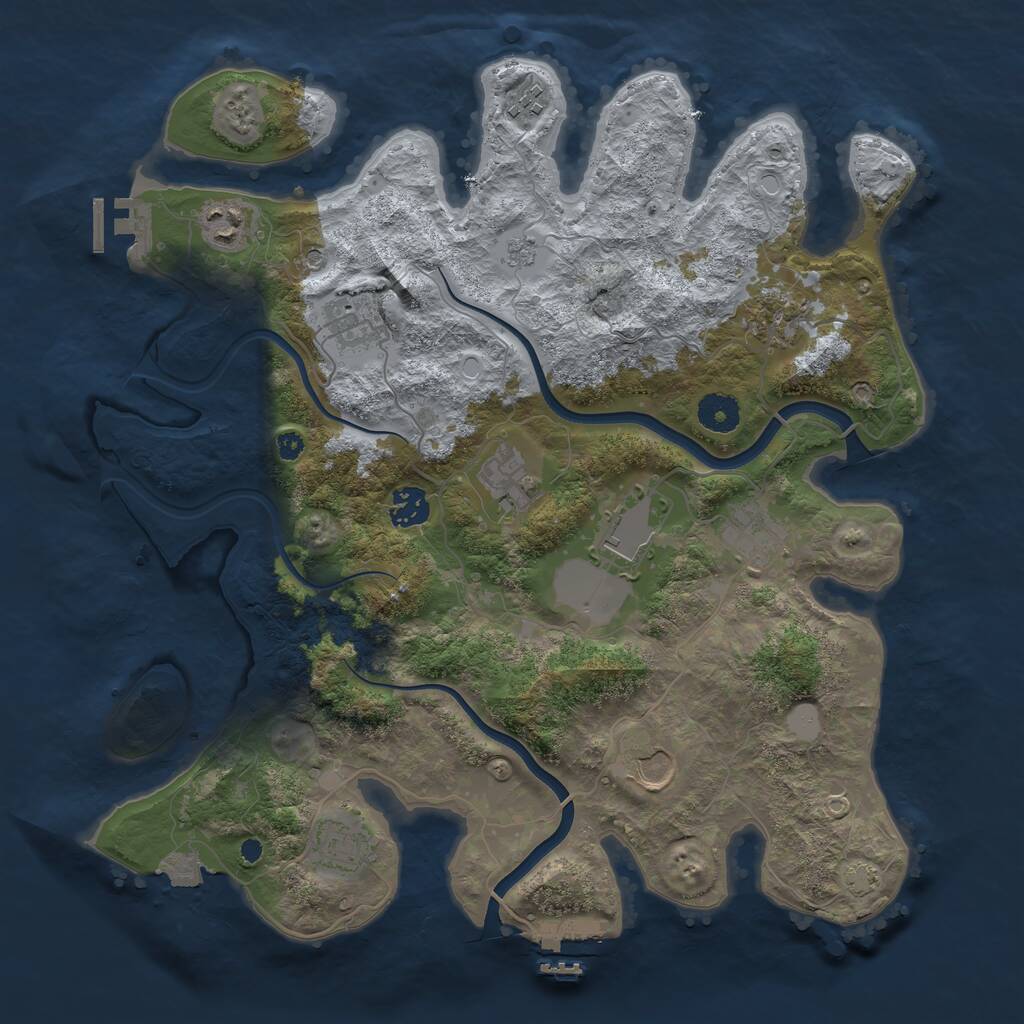 Rust Map: Procedural Map, Size: 3750, Seed: 14078, 16 Monuments