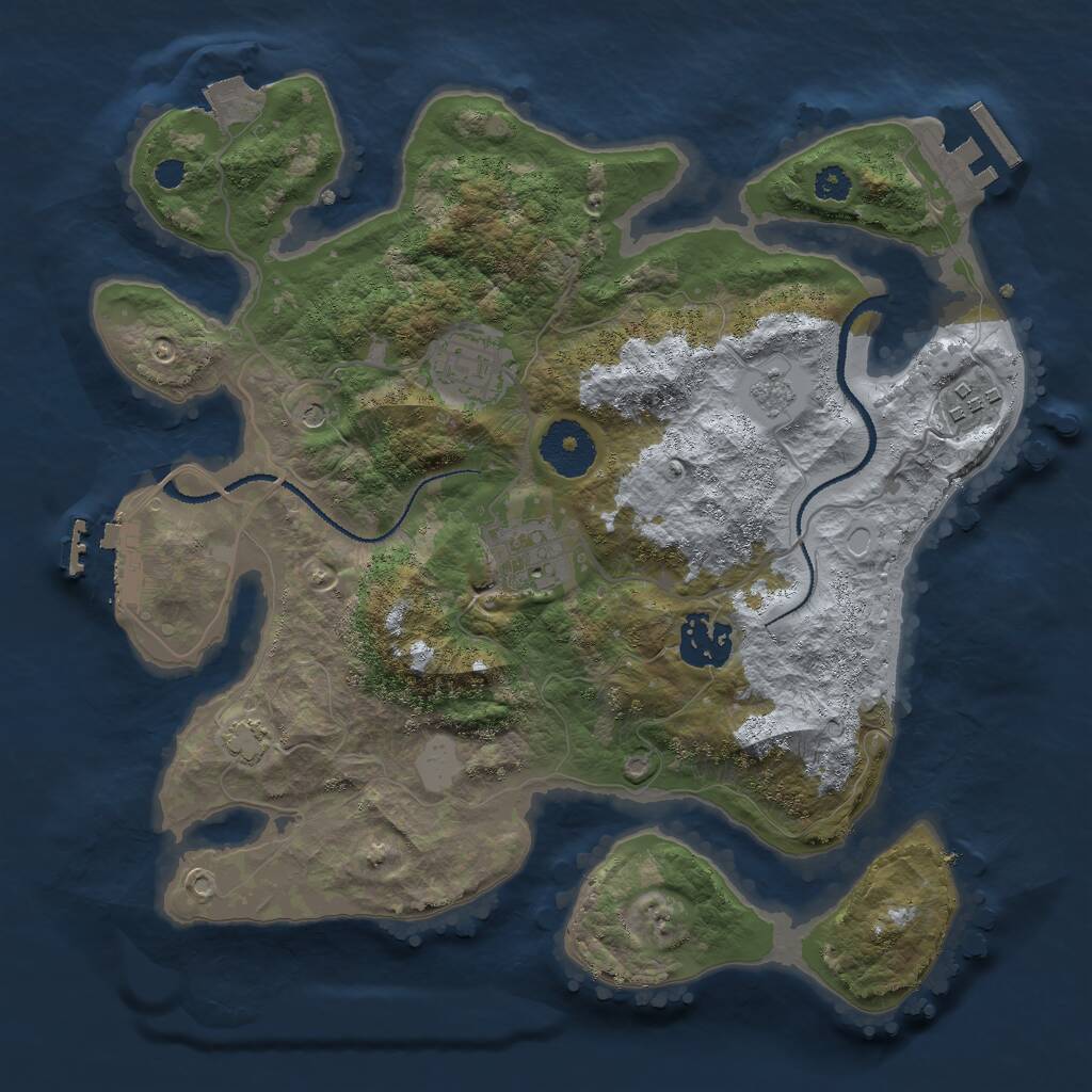 Rust Map: Procedural Map, Size: 3000, Seed: 5173, 10 Monuments