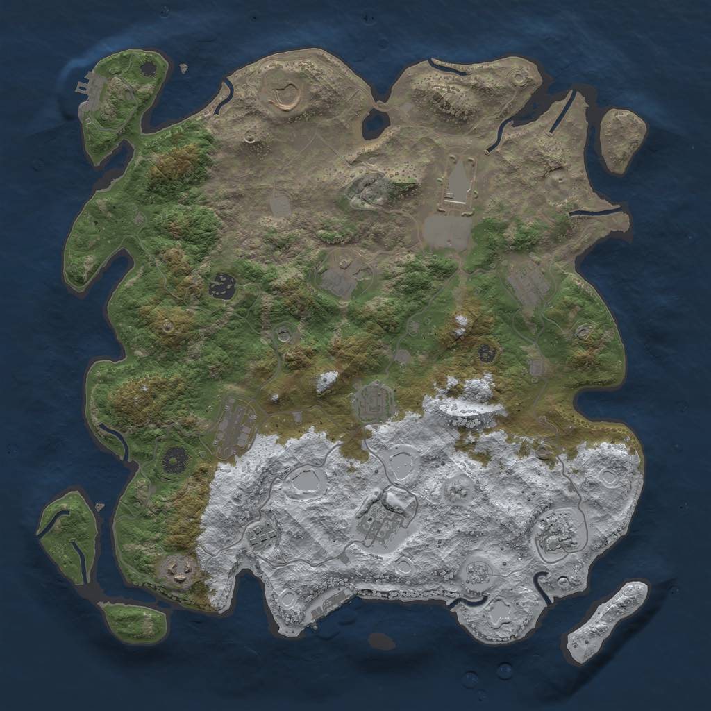 Rust Map: Procedural Map, Size: 3950, Seed: 1583359501, 20 Monuments