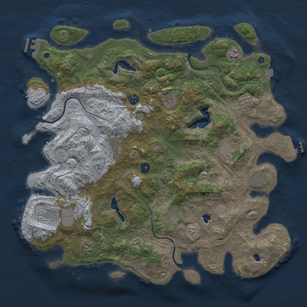 Rust Map: Procedural Map, Size: 4500, Seed: 681837, 16 Monuments