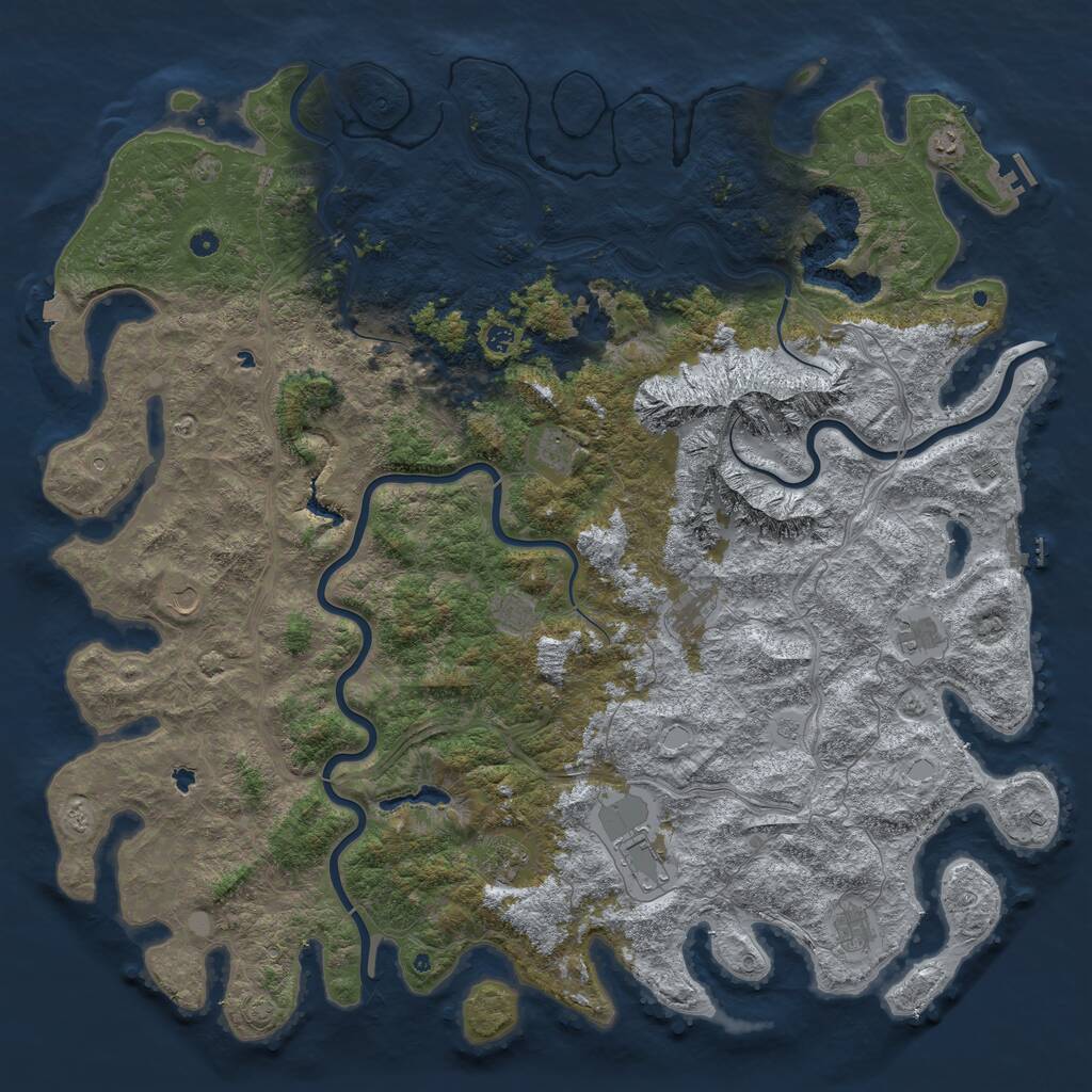 Rust Map: Procedural Map, Size: 6000, Seed: 67385, 17 Monuments
